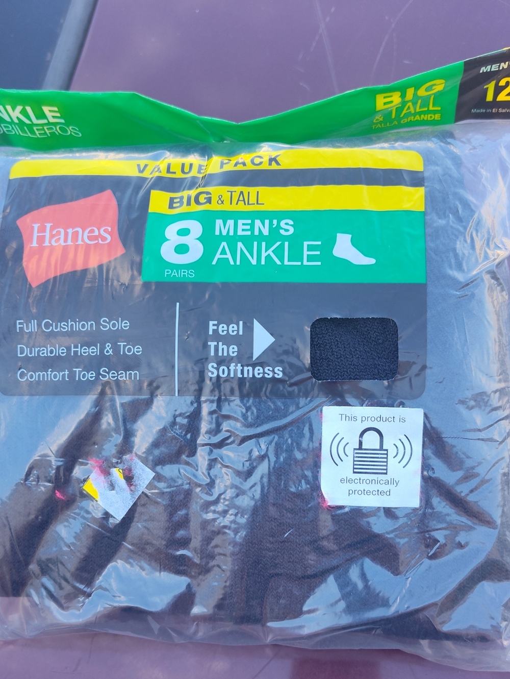 Hanes Big & Tall Men's Ankle Socks - Black (8 Pairs)